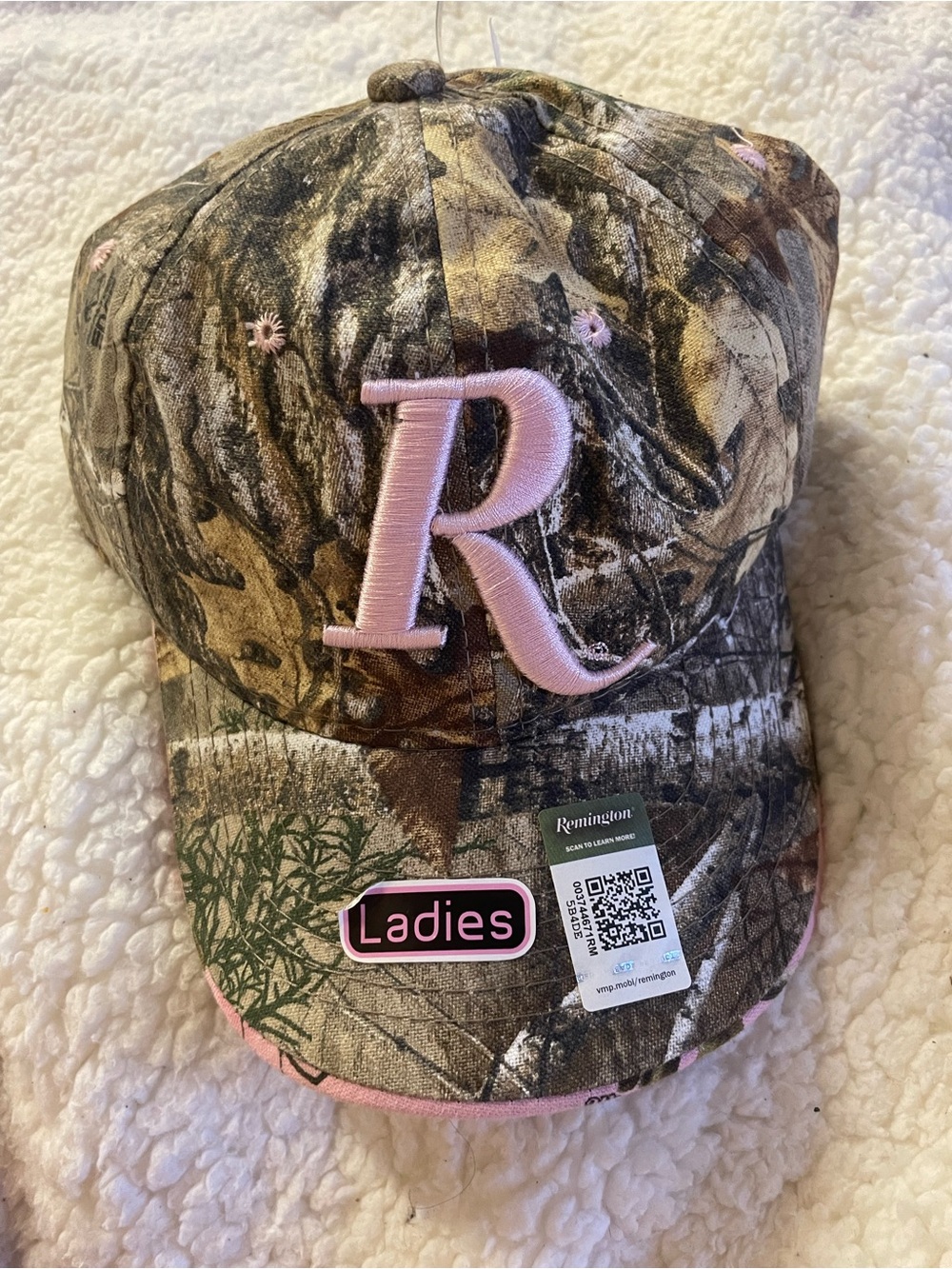 Remington Camo Baseball Cap with Pink Embroidered R